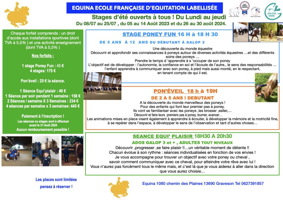 Pour des vacances d'été au top !!! 100% équitation !!!